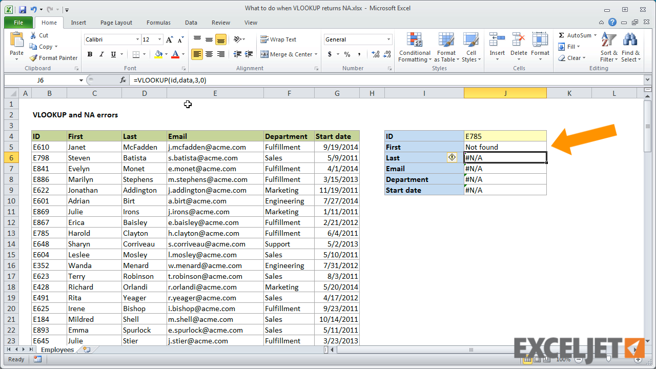 Excel tutorial what to do when vlookup returns na